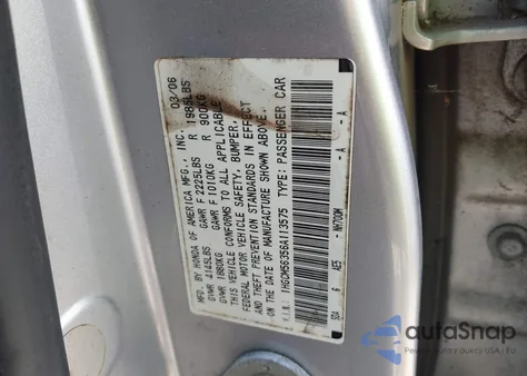 2006 Honda Accord 2.4 Se from USA, damaged, VIN 1HGCM56356A113575